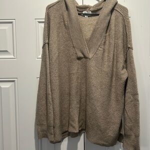 Aerie hooded tan sweater